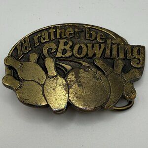 Vintage 1984 I'd Rather be Bowling Belt Buckle
